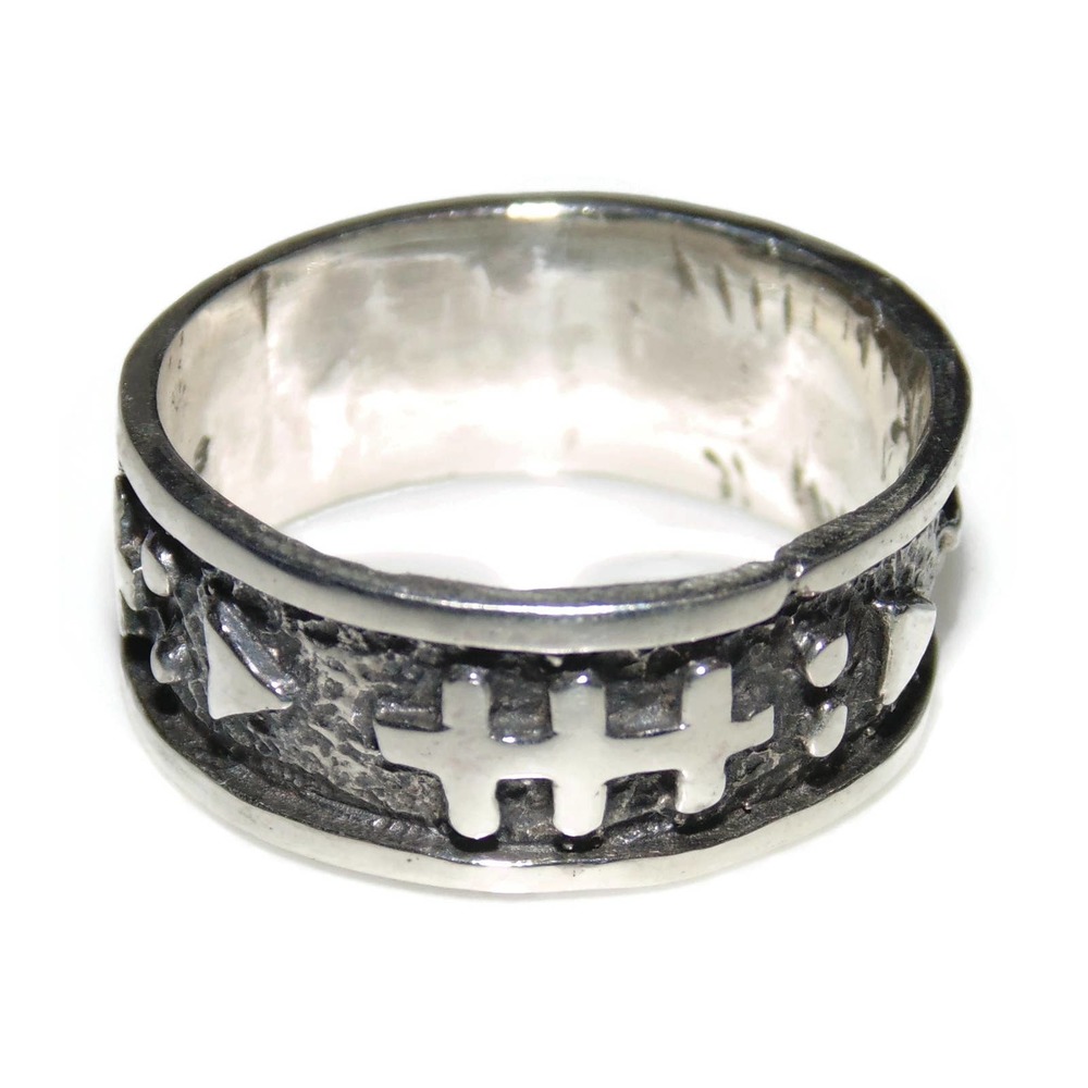 925 Vintage Estate Sterling Silver Ring Band Men Statement Rocker Biker Size 7